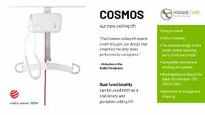 Discover the new ceiling lift, Cosmos, winner of Reddot Design Award 2024